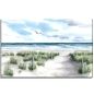 Preview: Leinwand 40 x 30 cm Keilrahmen Canvas-Leinen Strandweg  Aquarell Maritim Kunst Druck Kunstdruck Dänemark Nordsee Ostsee Dünen Meer Strand Sylt